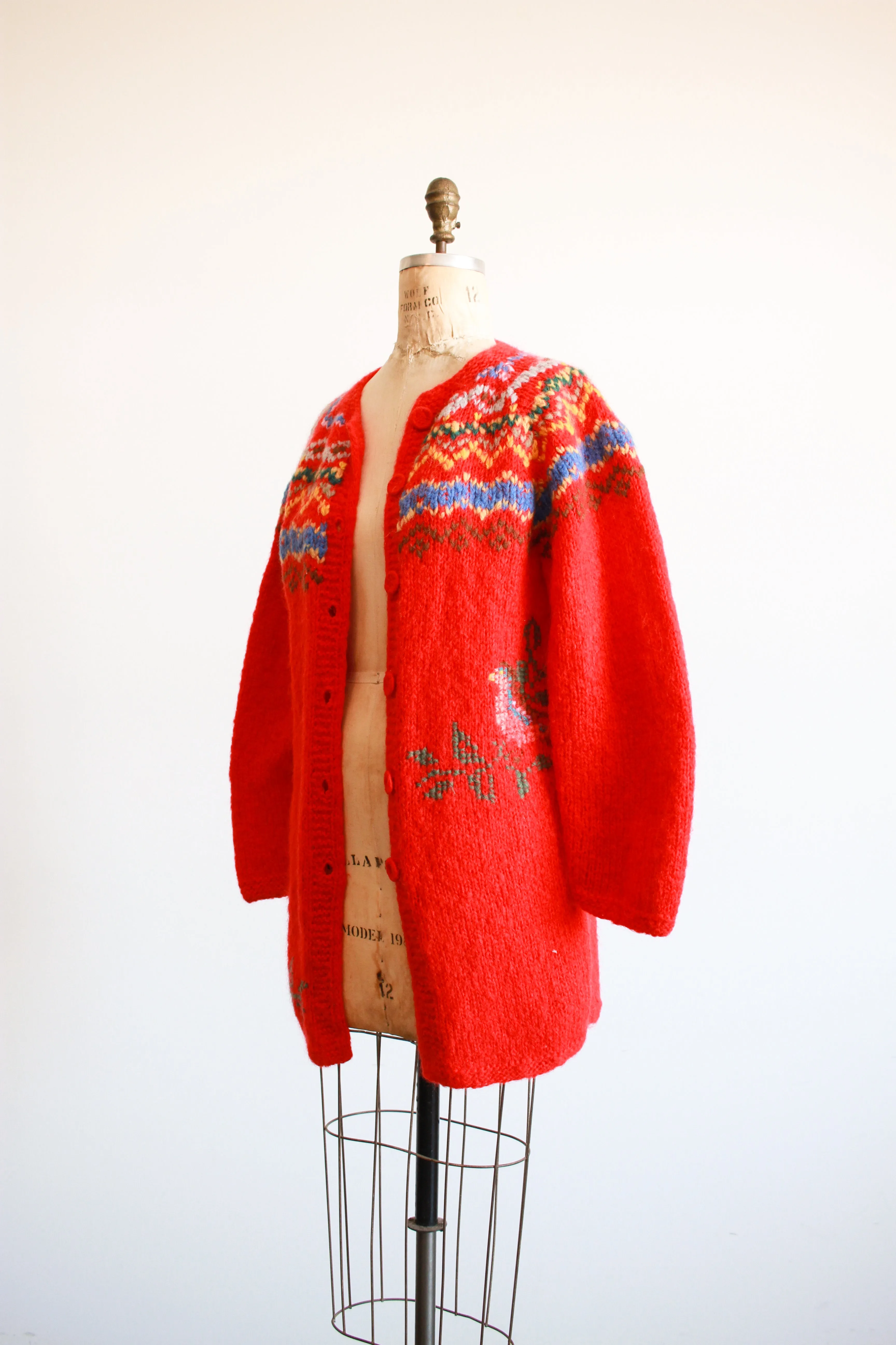 1960s Cherry Red Swiss Knit Sweater