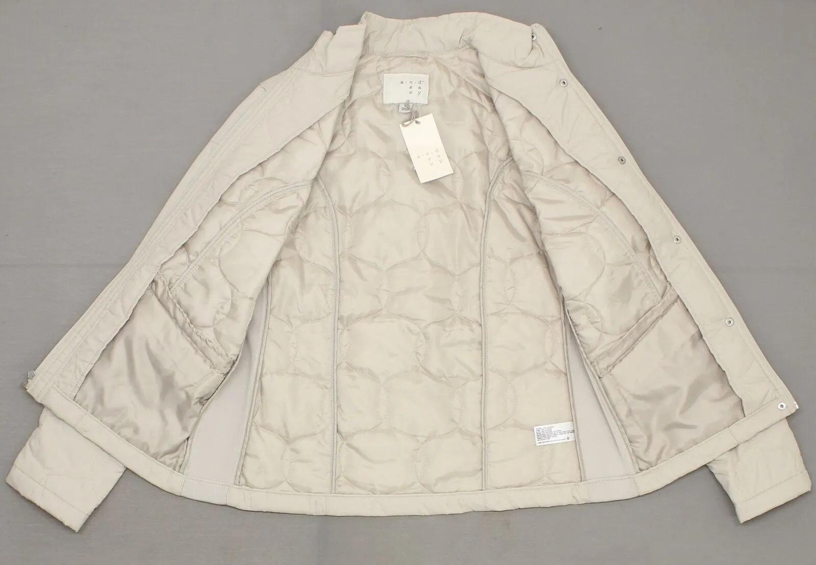 A New Day Women's Ribbed Side Insets Quilted Jacket