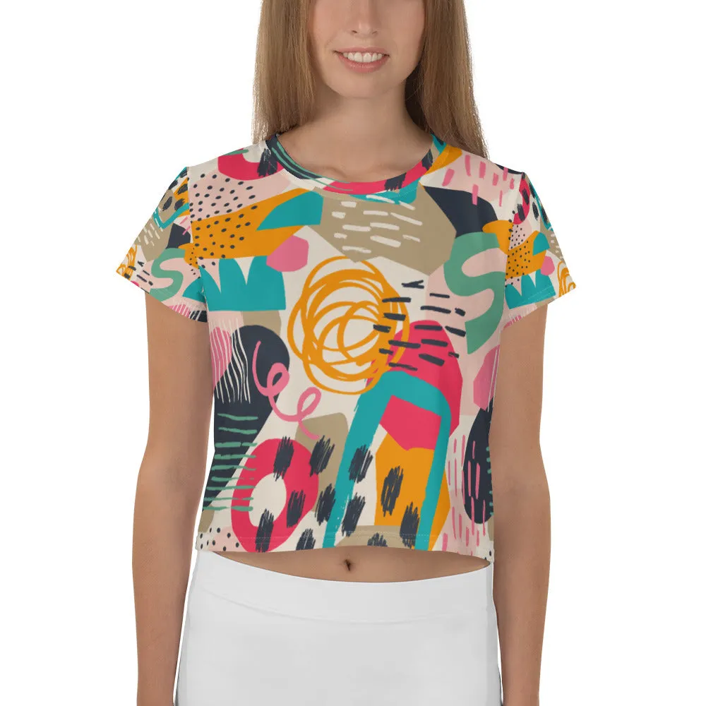 Abstract contemporary seamless pattern Women's All-Over Print Crop Tee