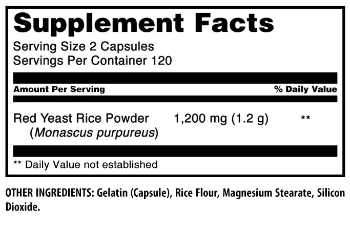 Amazing Formulas Red Yeast Rice | 1200 Mg Per Serving | 240 Capsules