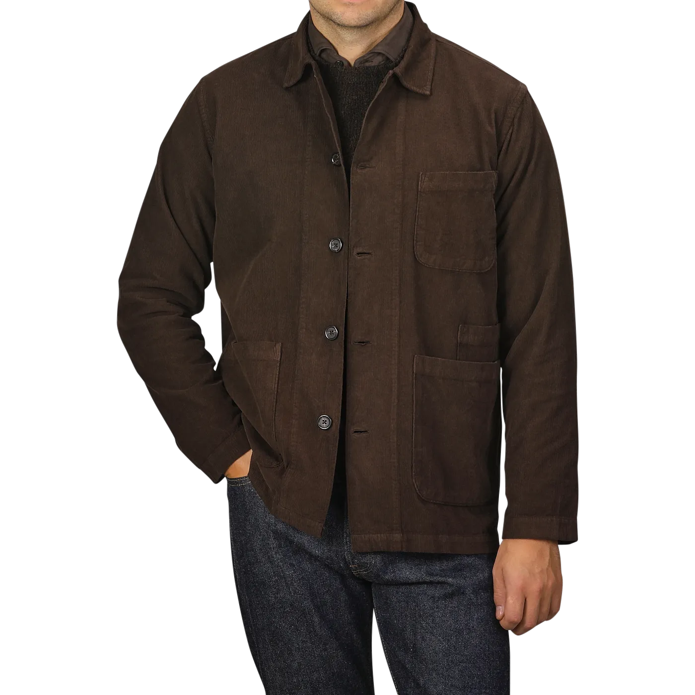 Dark Brown Fine Corduroy Bakers Overshirt