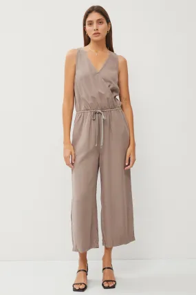 Earth Grey Tencel Wrap Drawstring Jumpsuit