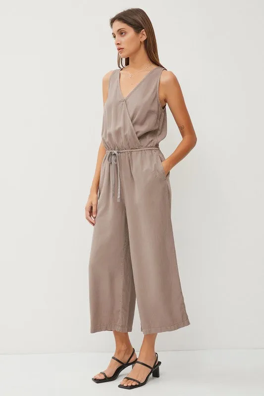 Earth Grey Tencel Wrap Drawstring Jumpsuit