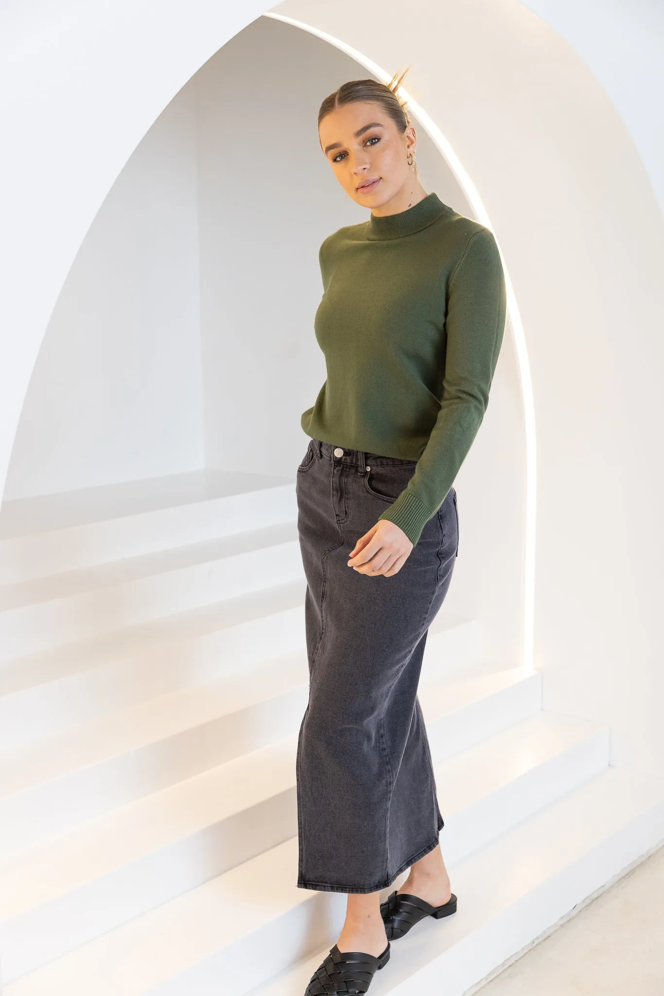 EMERALD DENIM MAXI SKIRT - 82 Wash