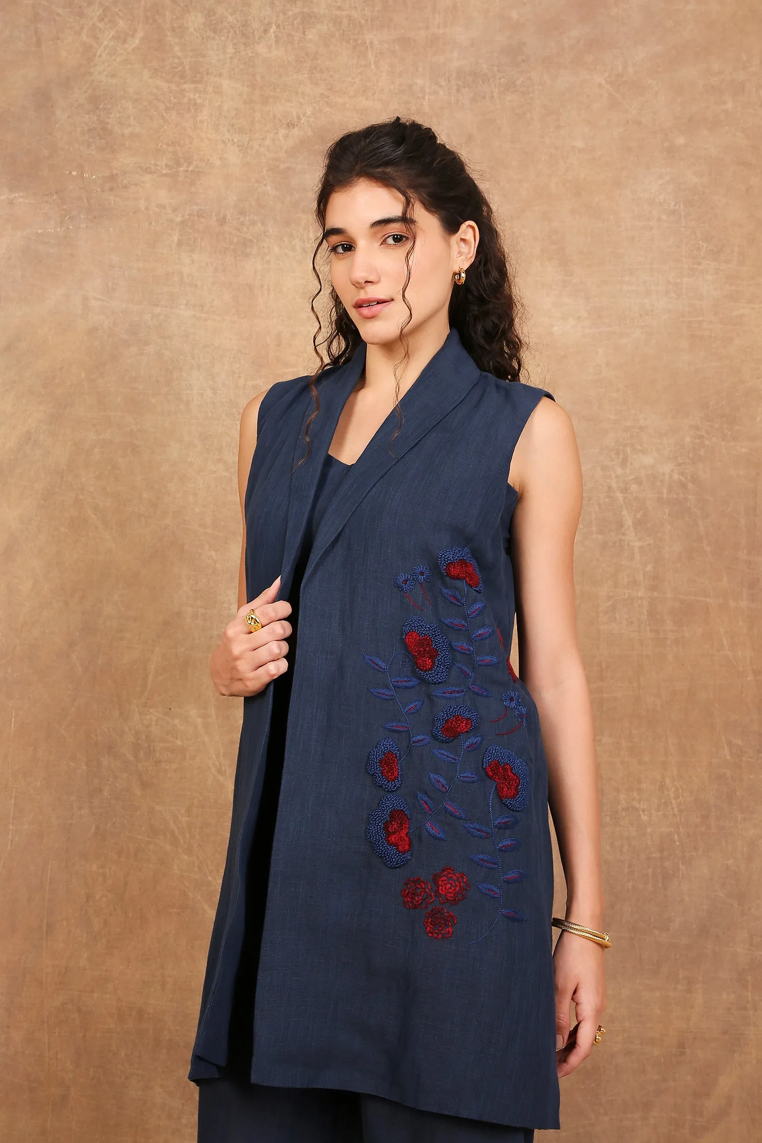Indigo Bloom Jacket Set