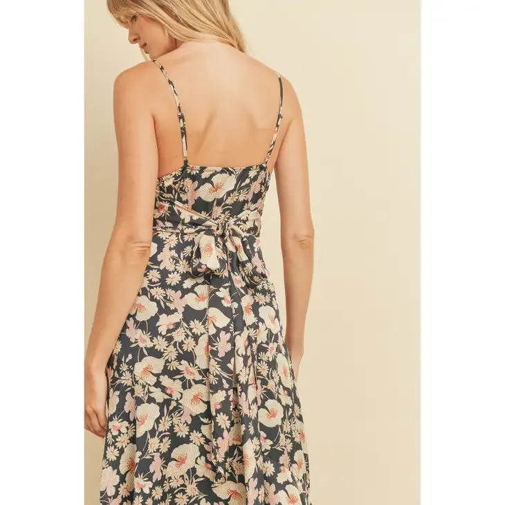 Indigo Mood Tie Back Slit Midi Dress