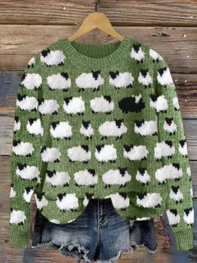 Ivyshape | Cozy Vintage Knitted Sheep Wool Jumper for Women
