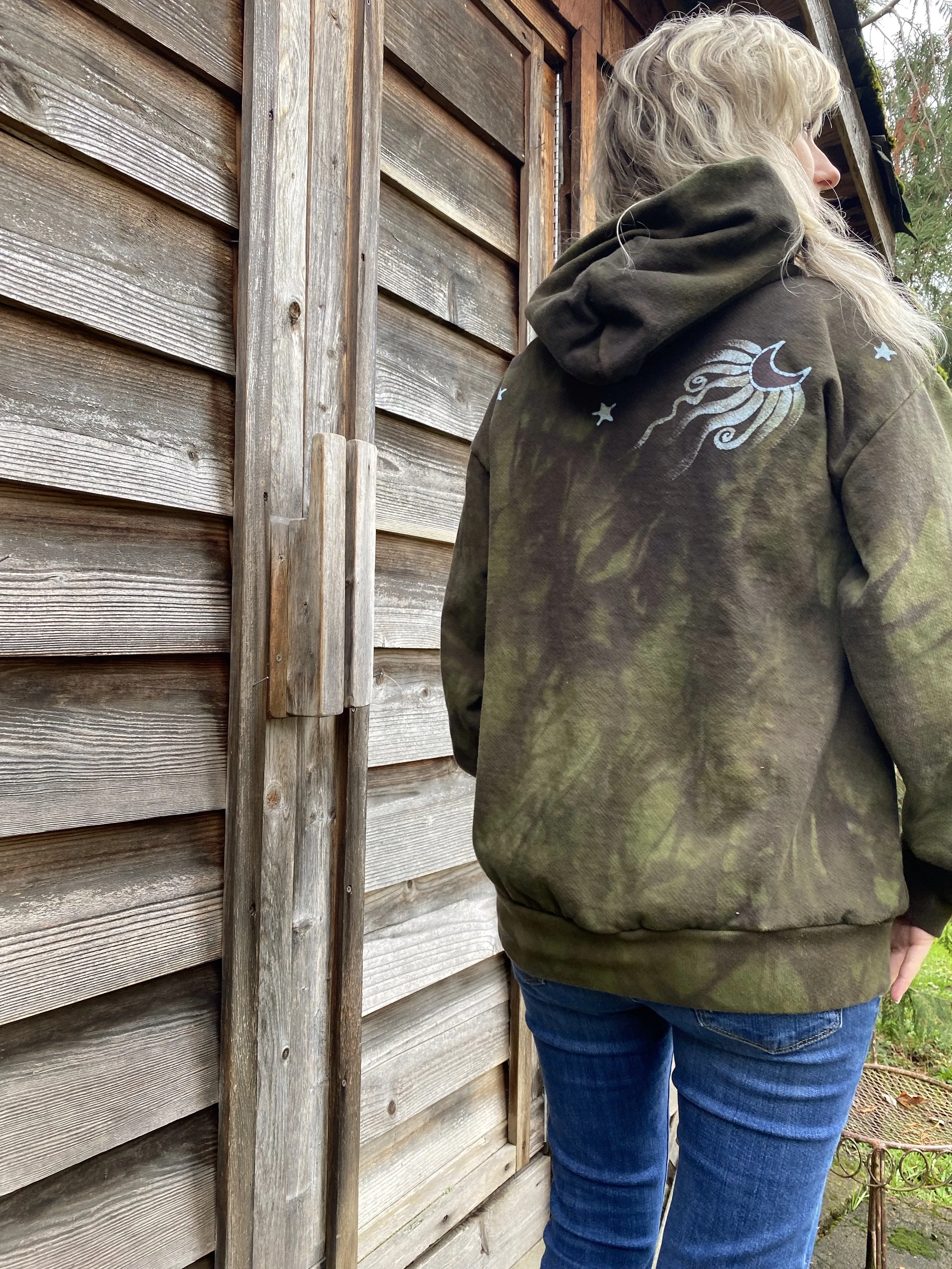Made For Amanda MEMBERSHIP EXCLUSIVE Olive Tree of Life Batik Pullover Hoodie Size Large