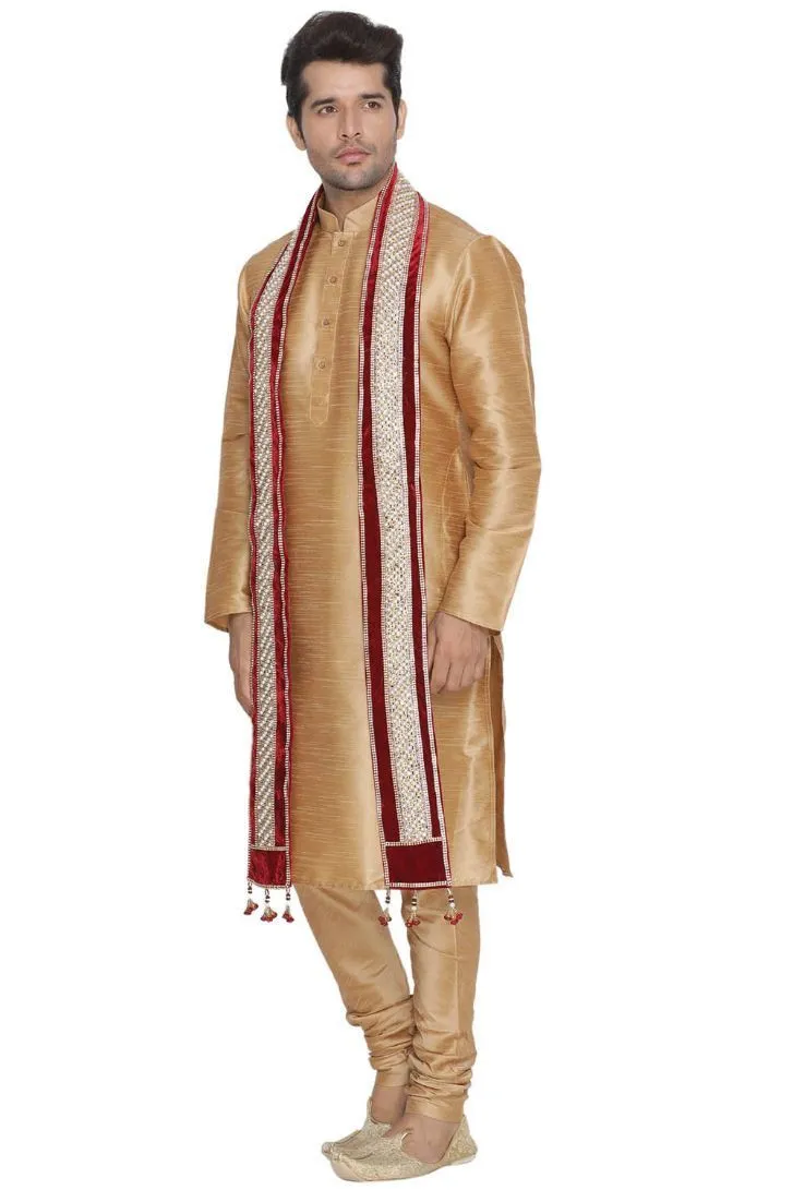 Men's Maroon Velvet Dupatta