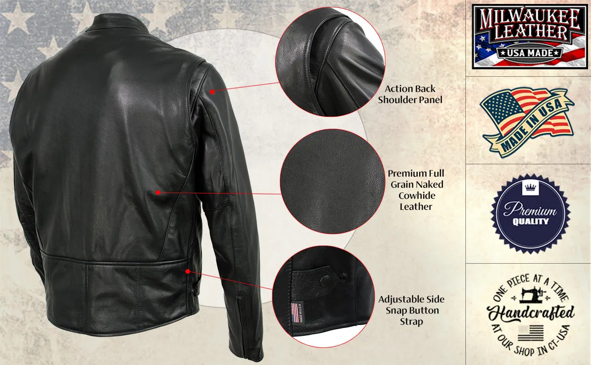 Milwaukee Leather USA MADE MLJKM5001 Men's Black 'Road Racer' Premium