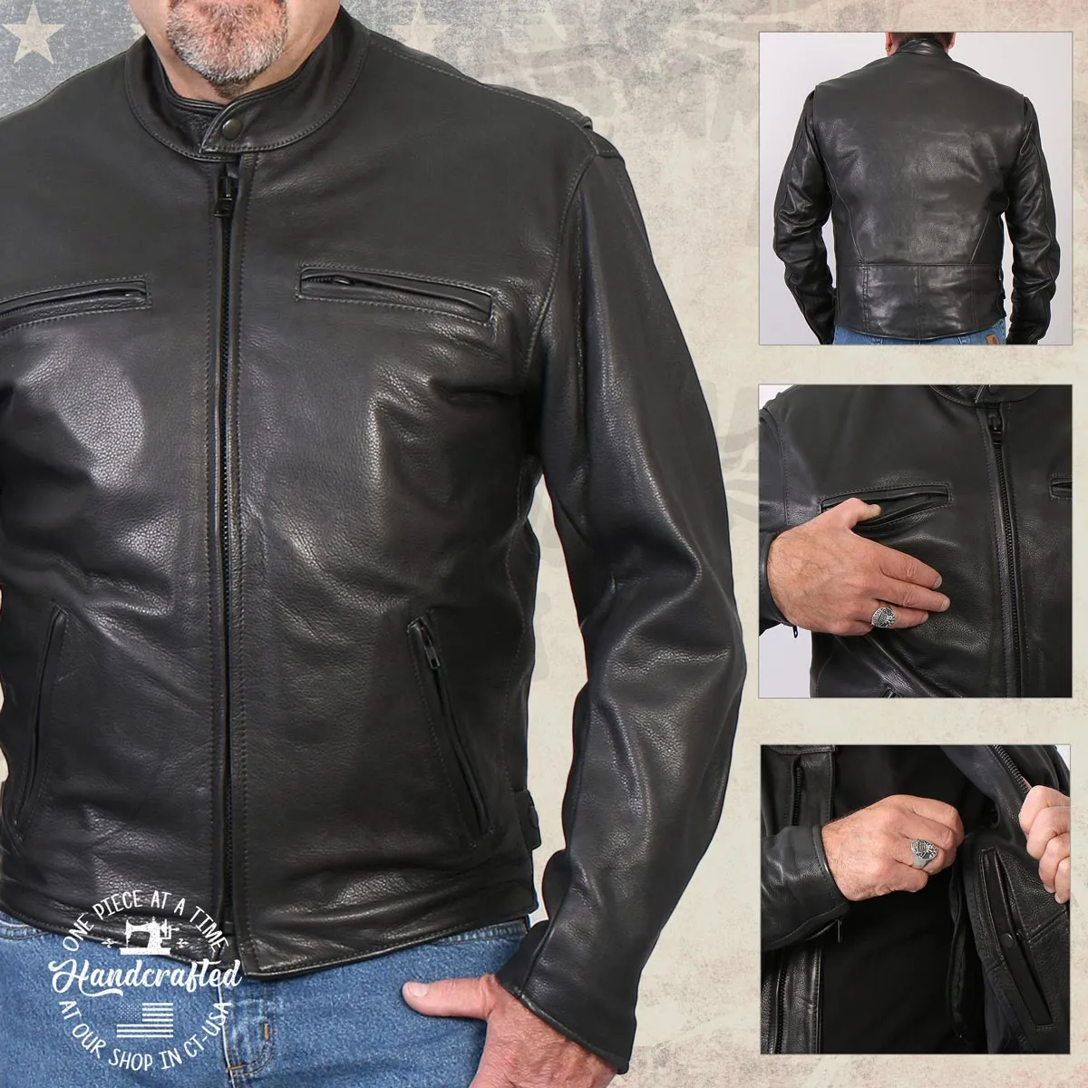 Milwaukee Leather USA MADE MLJKM5001 Men's Black 'Road Racer' Premium