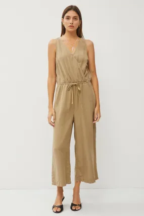 Olive Tencel Wrap Drawstring Jumpsuit