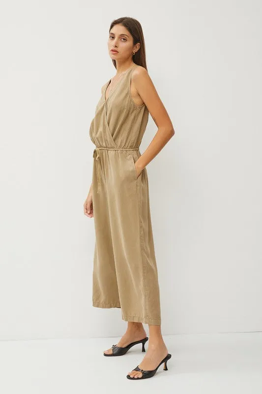 Olive Tencel Wrap Drawstring Jumpsuit