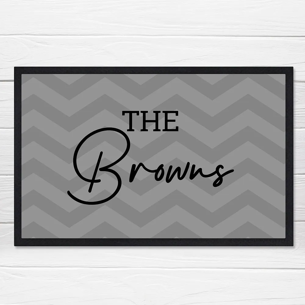 Personalised Family Name Grey Doormat