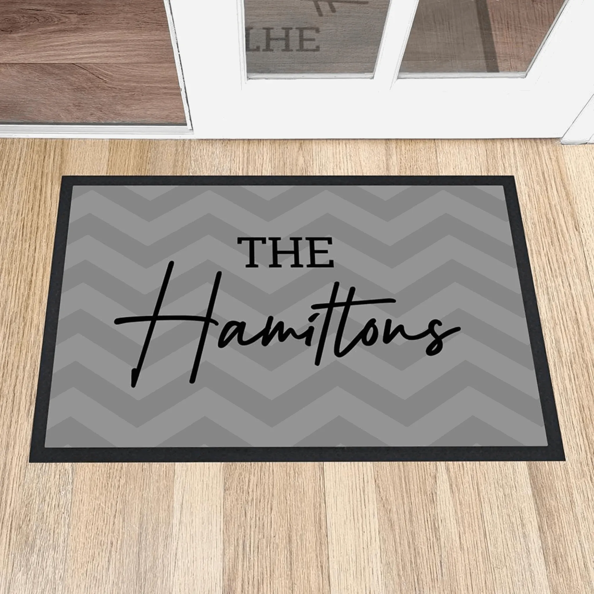 Personalised Family Name Grey Doormat