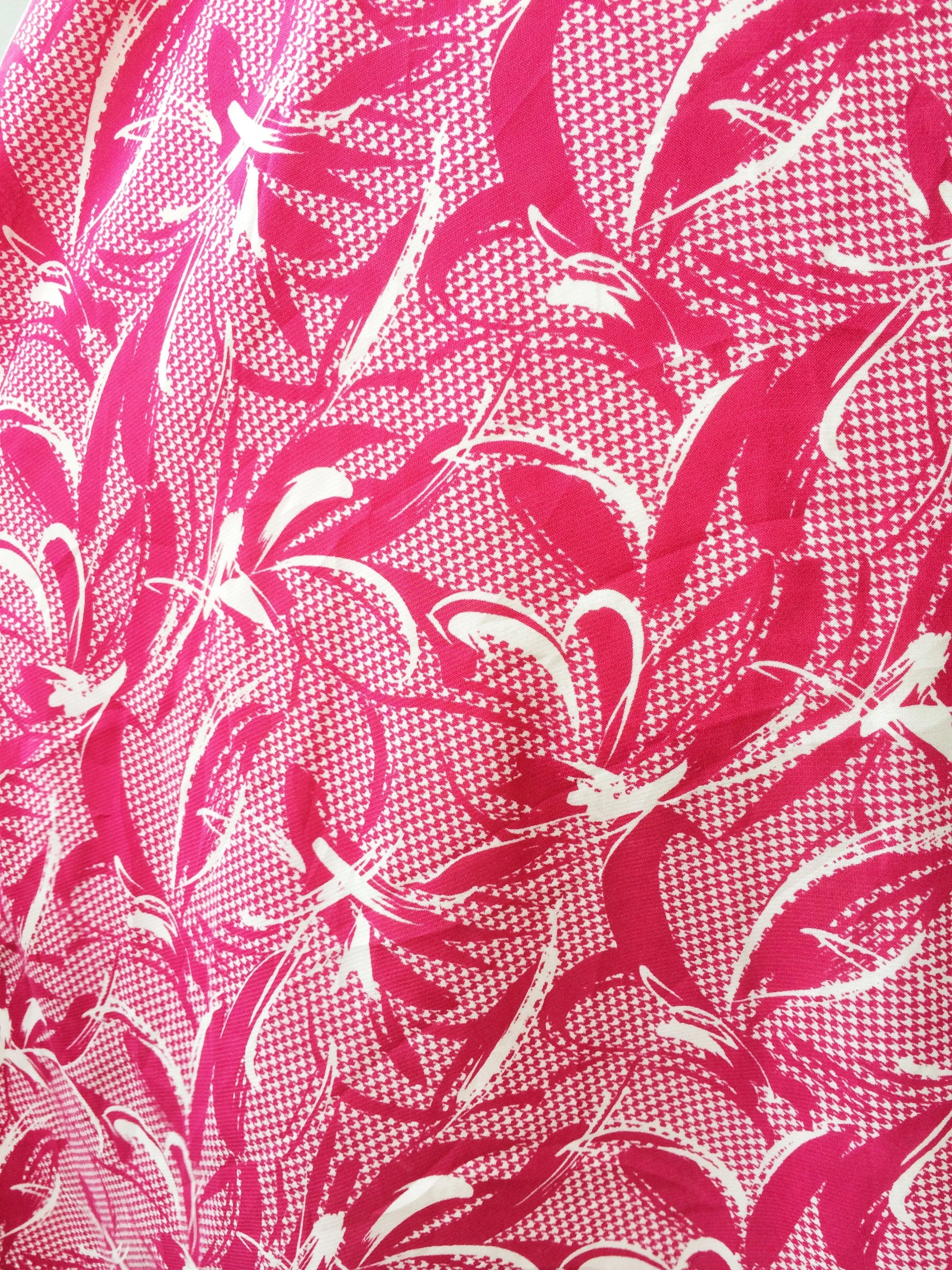 Pinkie Promise | Vintage 1980s Hot fuchsia pink Artistic brushstrokes Sleeveless Dress