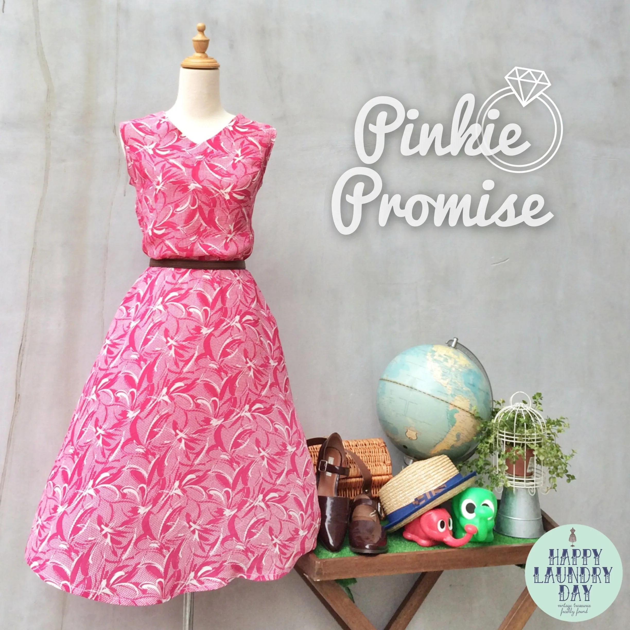 Pinkie Promise | Vintage 1980s Hot fuchsia pink Artistic brushstrokes Sleeveless Dress