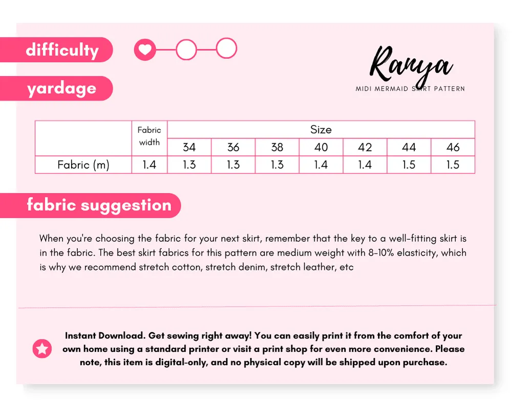 RANYA - Mermaid Skirt Pattern