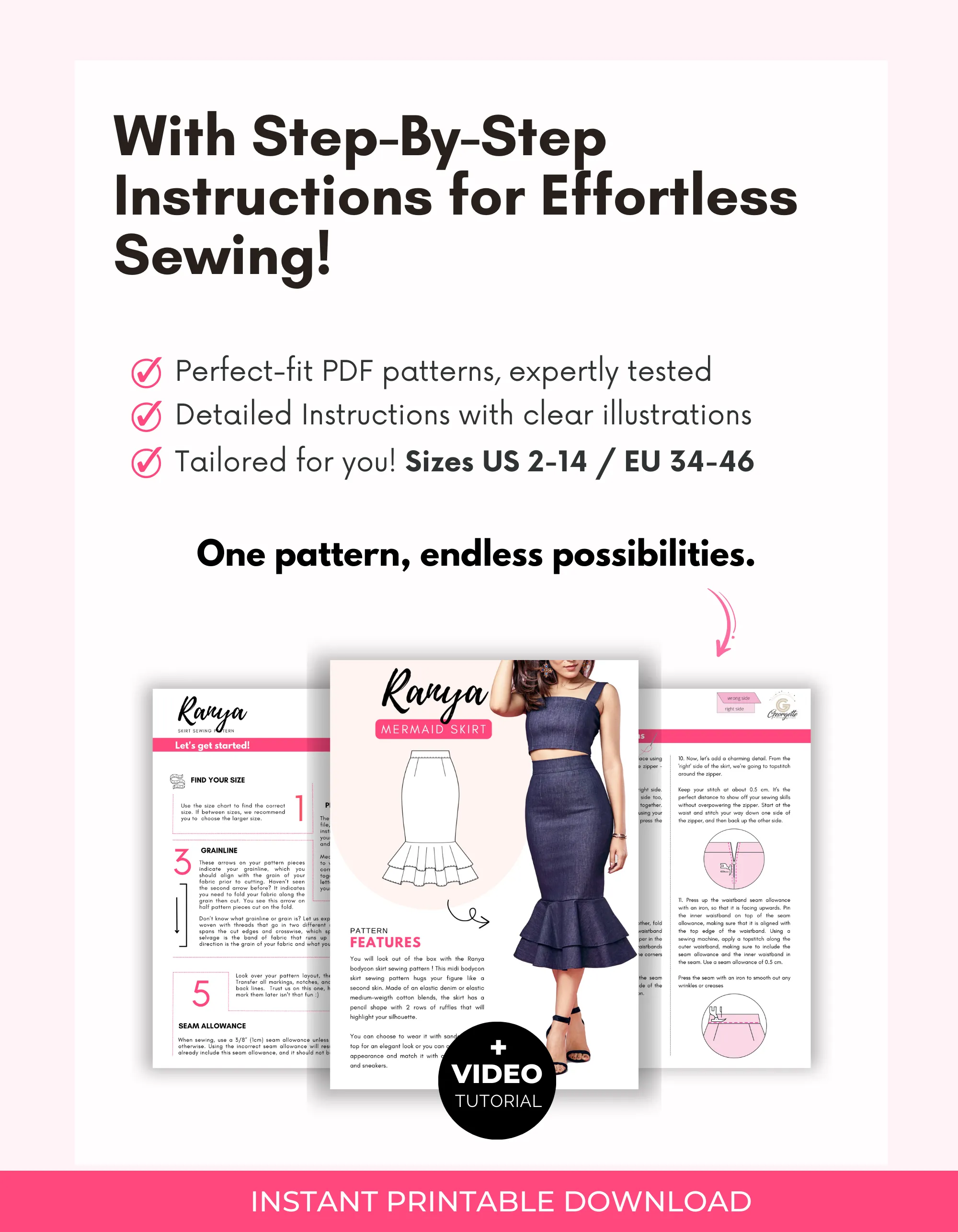RANYA - Mermaid Skirt Pattern