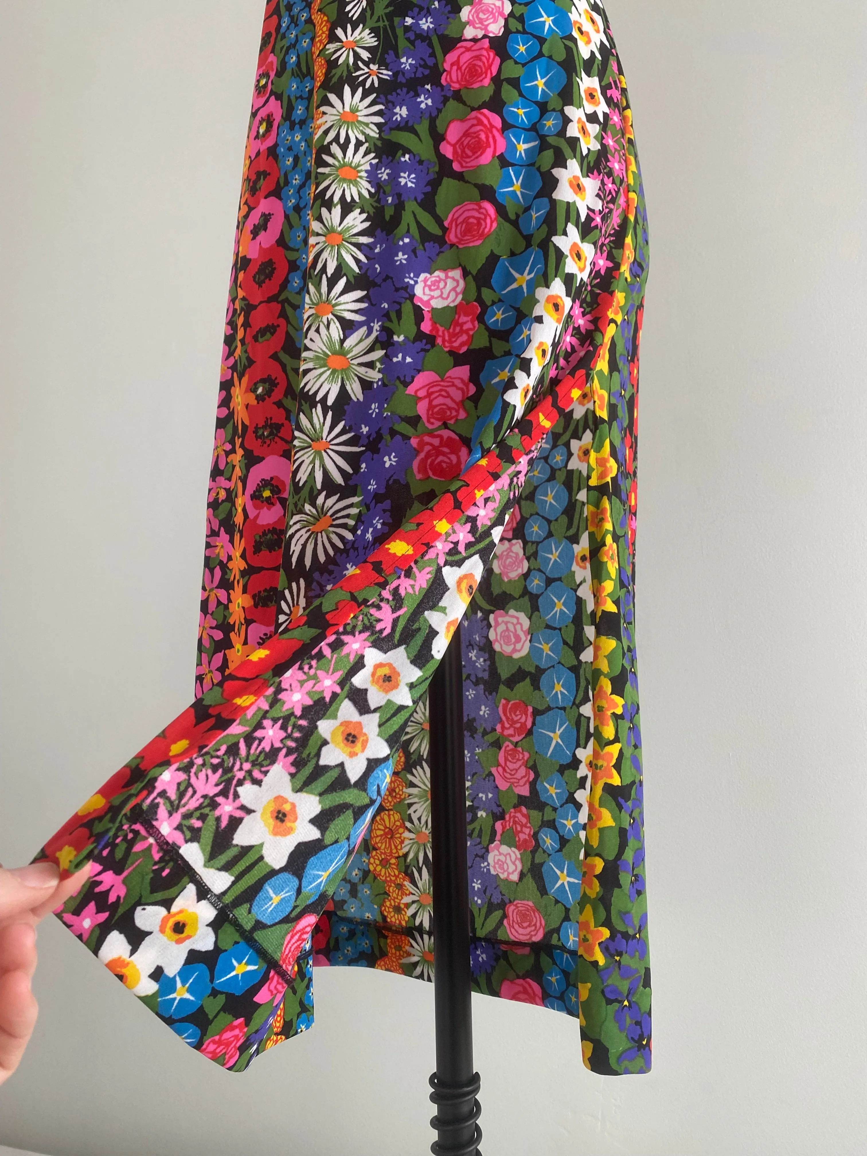Rare 1970's KEN SCOTT Made in Italy Garden Print Midi Dress / SM