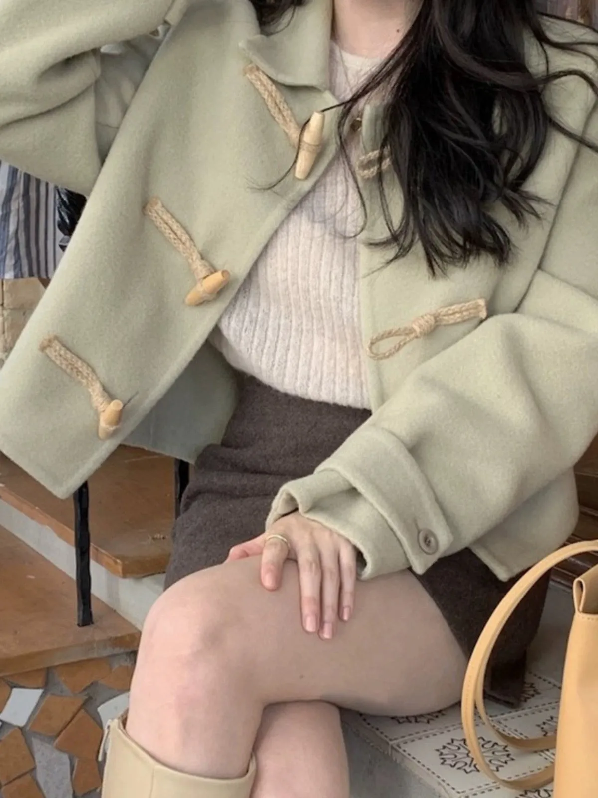 Short Duffle Coat with Toggle Buttons