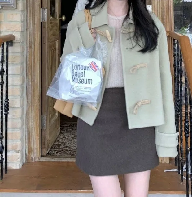 Short Duffle Coat with Toggle Buttons