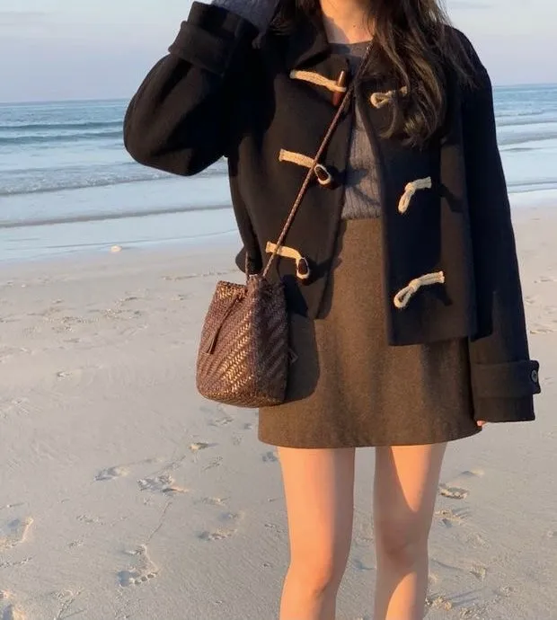 Short Duffle Coat with Toggle Buttons