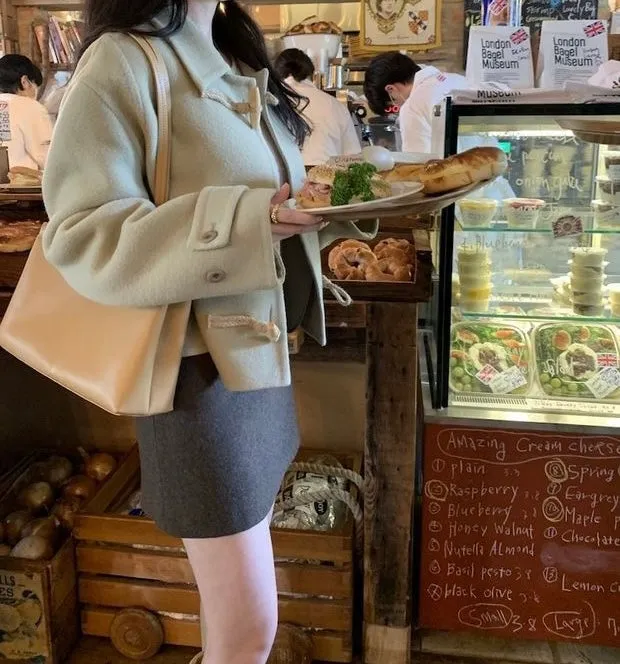 Short Duffle Coat with Toggle Buttons