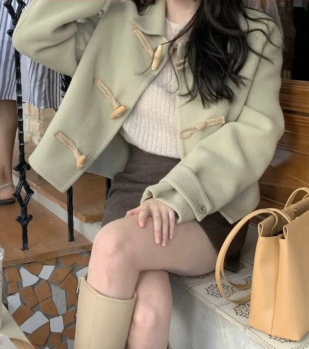 Short Duffle Coat with Toggle Buttons