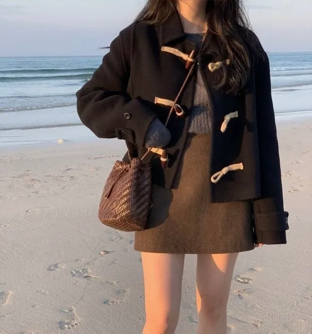 Short Duffle Coat with Toggle Buttons