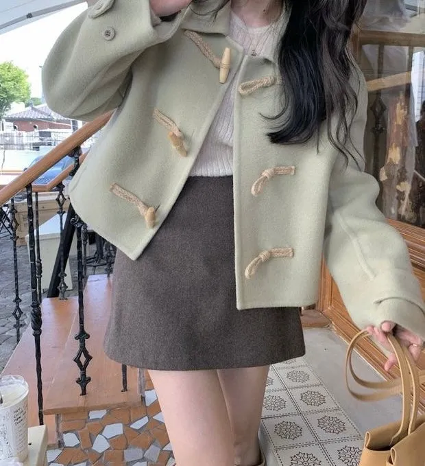 Short Duffle Coat with Toggle Buttons