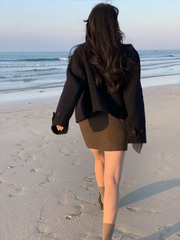 Short Duffle Coat with Toggle Buttons