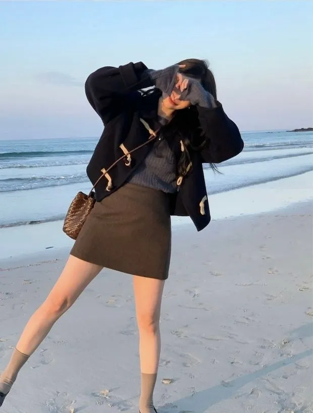 Short Duffle Coat with Toggle Buttons