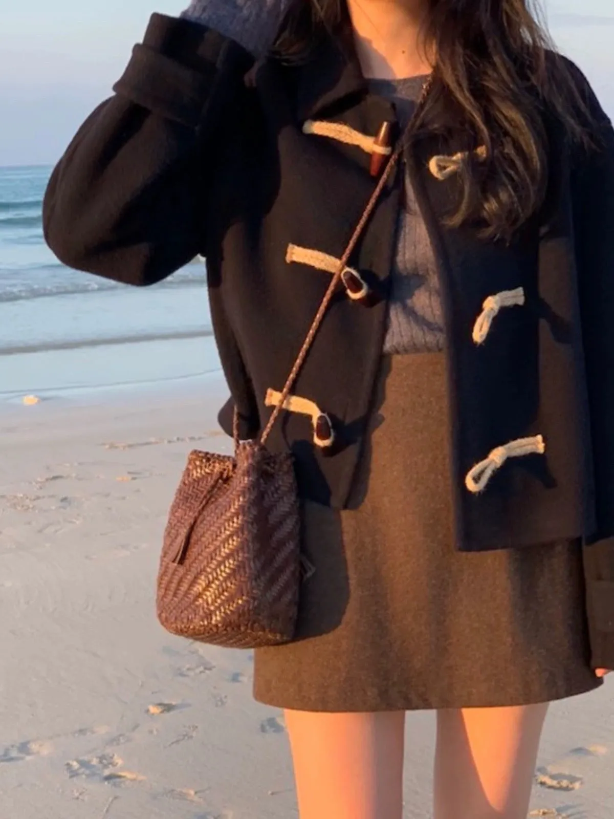 Short Duffle Coat with Toggle Buttons
