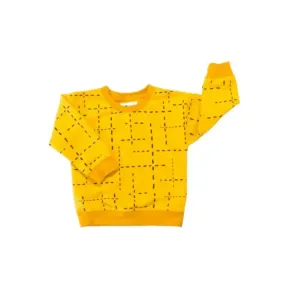SWEAT SHIRT - MUSTARD WITH BLACK DASHLINES