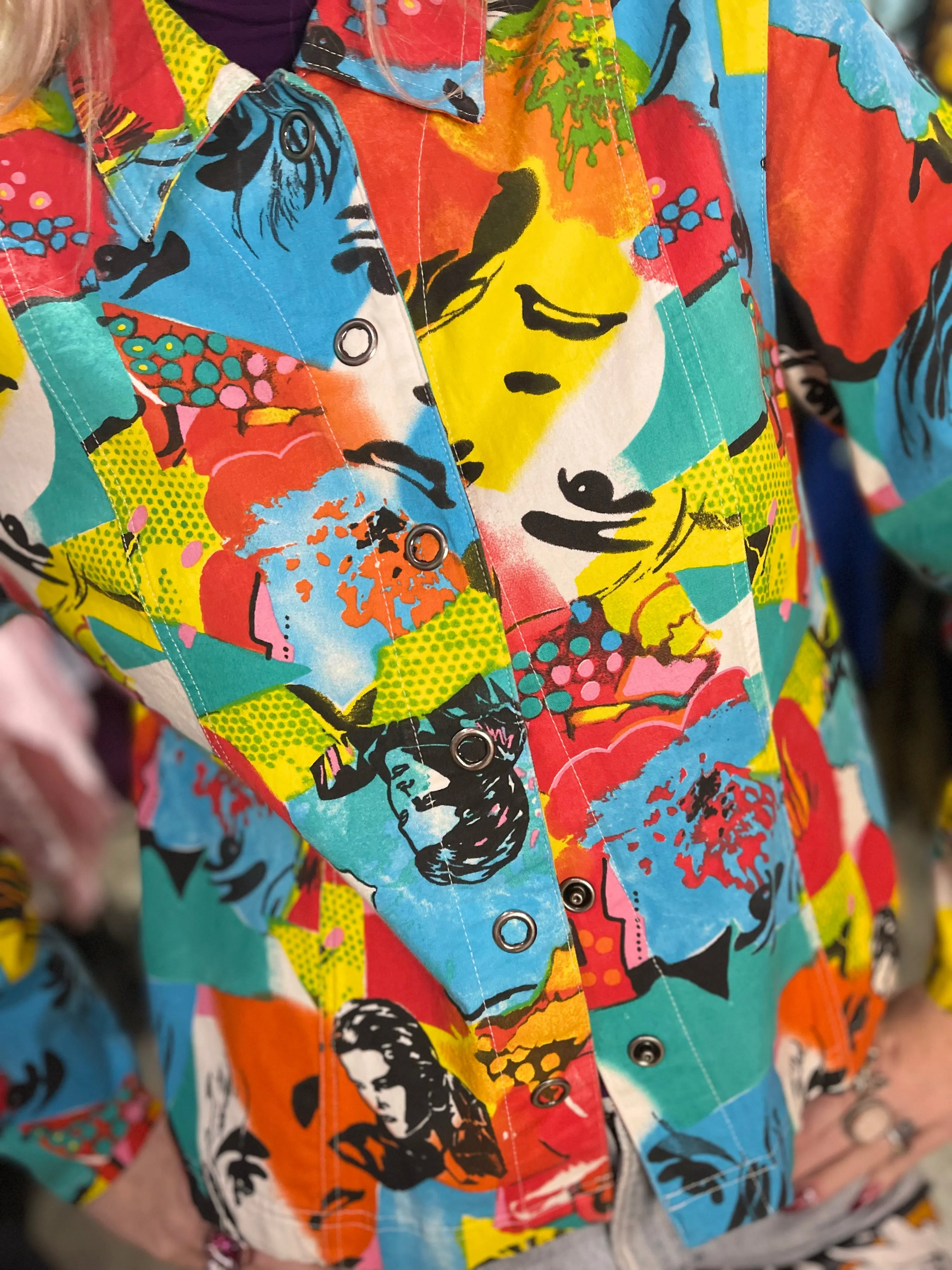 Vintage 90s Pop Art Faces Jacket