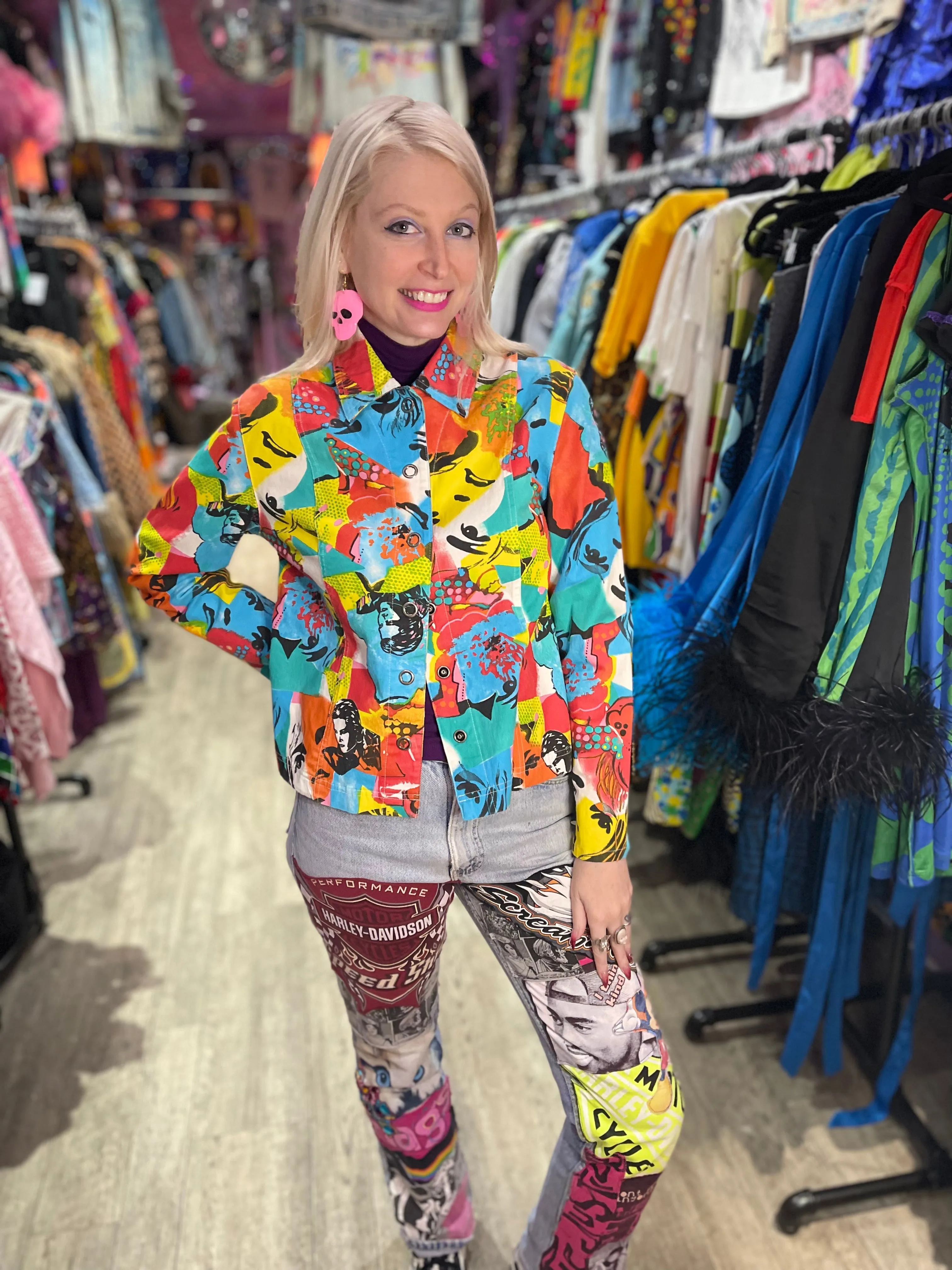 Vintage 90s Pop Art Faces Jacket