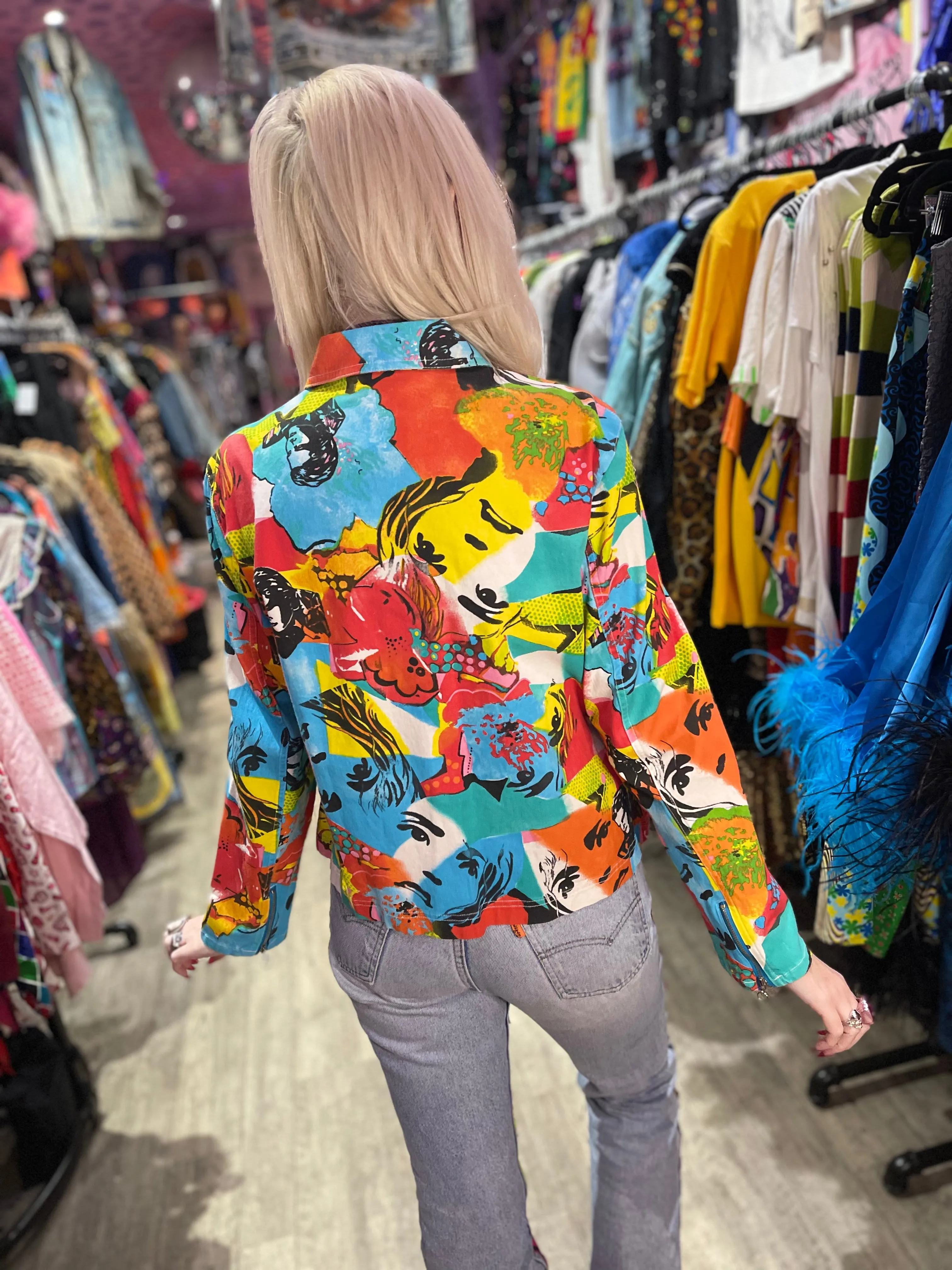 Vintage 90s Pop Art Faces Jacket