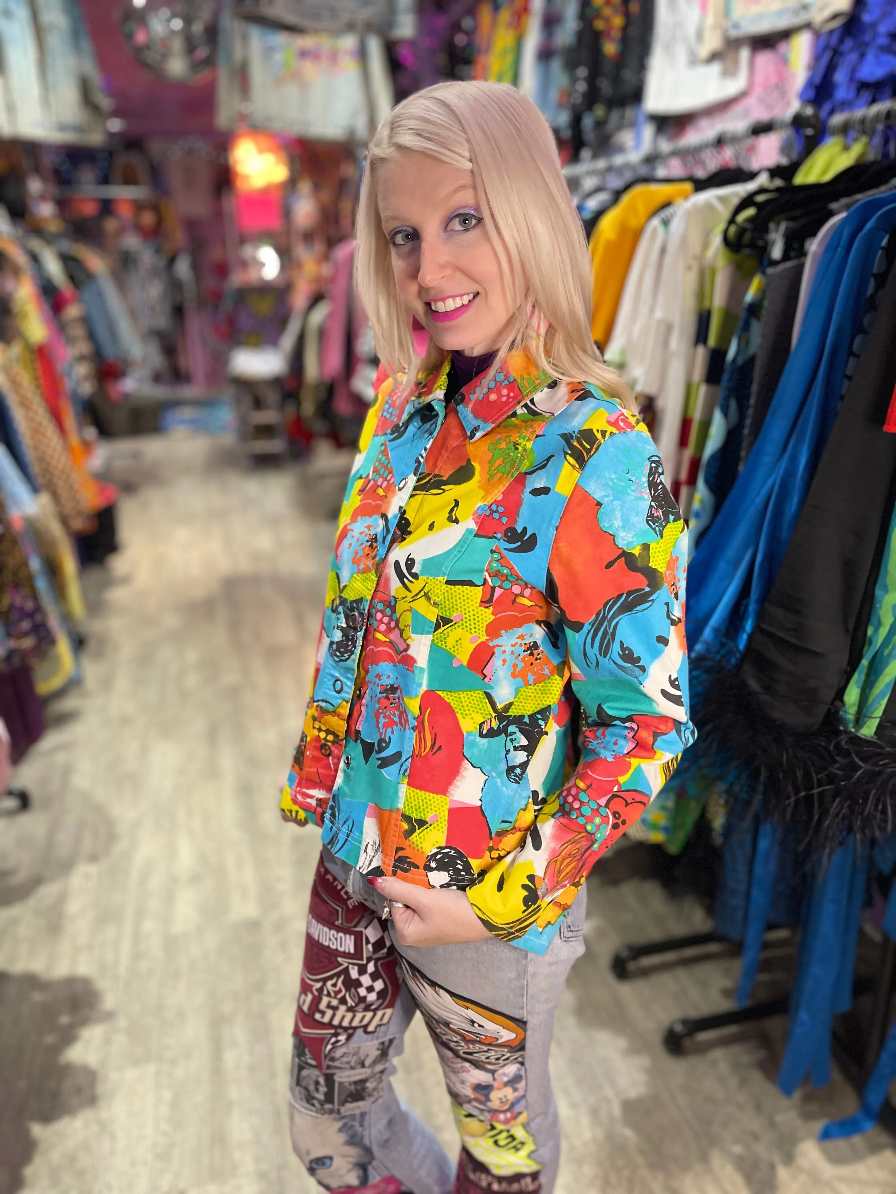 Vintage 90s Pop Art Faces Jacket