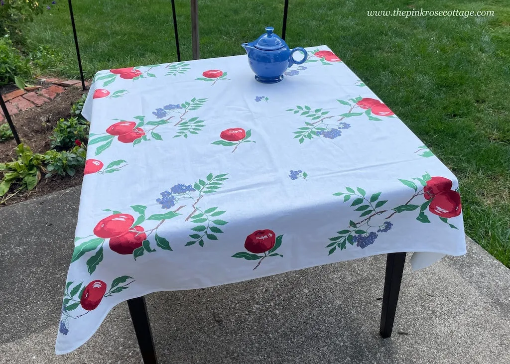 Vintage Wilendur Red Apples and Currents Tablecloth