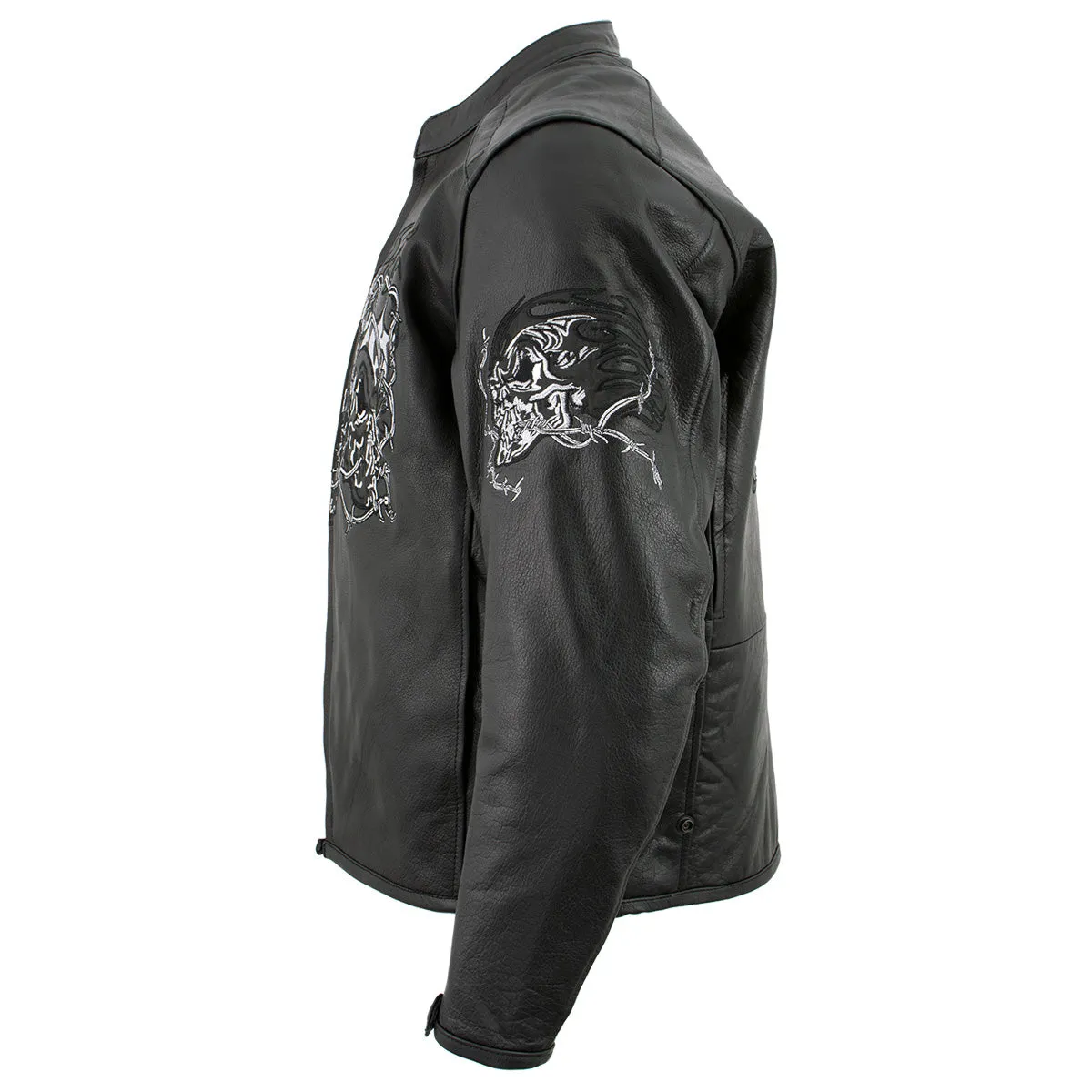 Xelement B95010 Men's 'Bones' Black Armored Cruiser Motorcycle Jacket