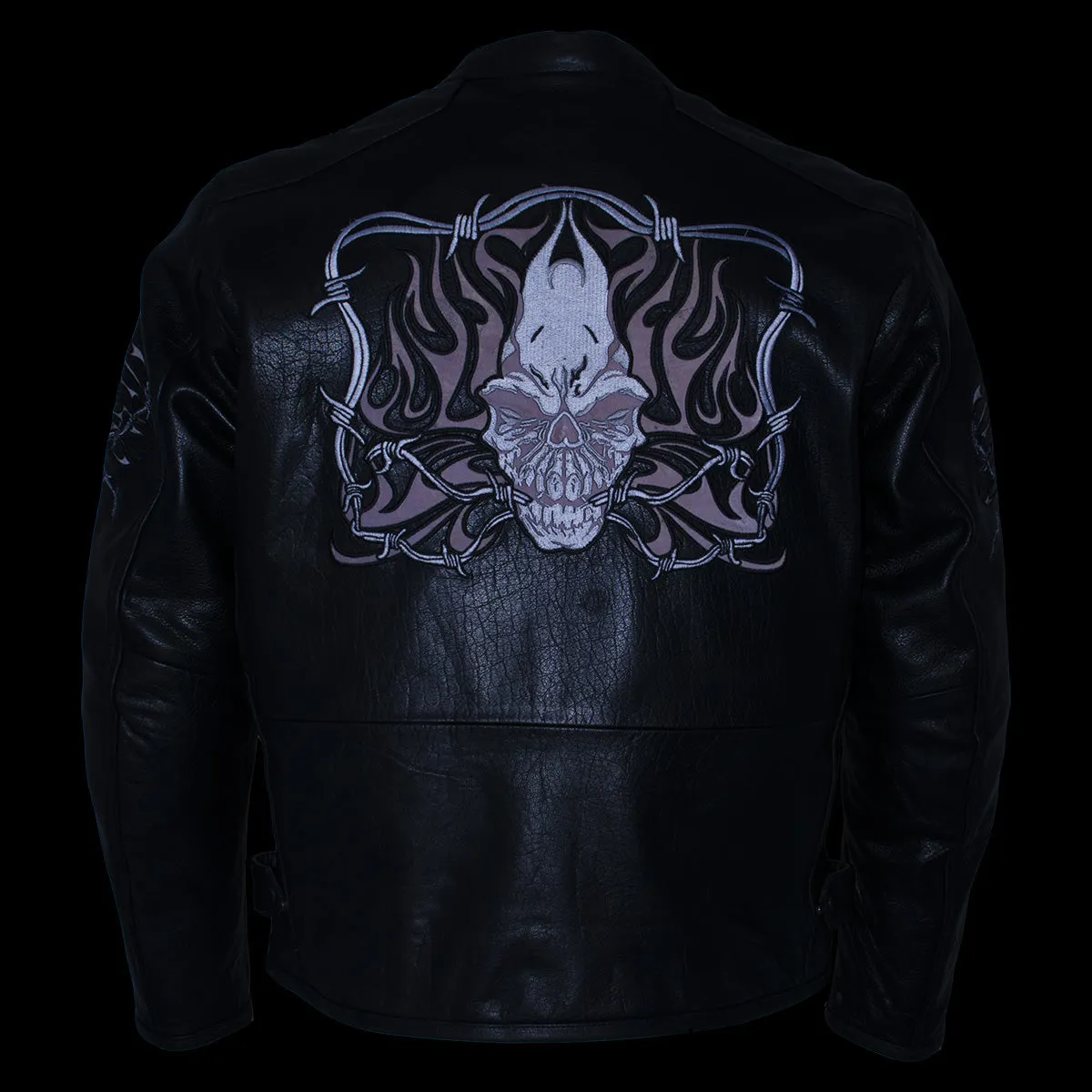 Xelement B95010 Men's 'Bones' Black Armored Cruiser Motorcycle Jacket