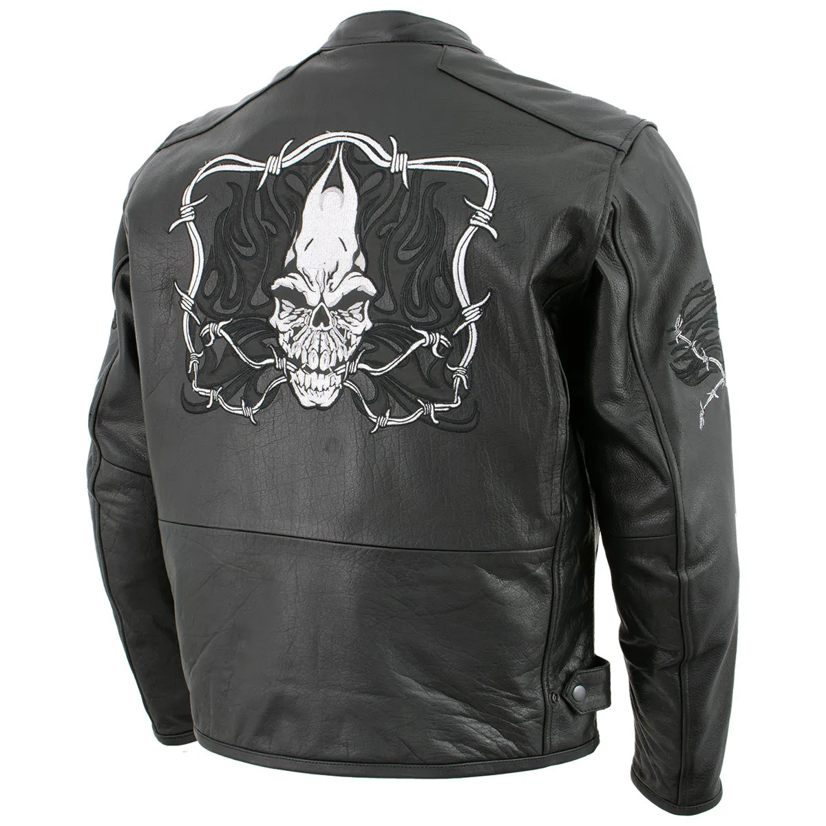 Xelement B95010 Men's 'Bones' Black Armored Cruiser Motorcycle Jacket