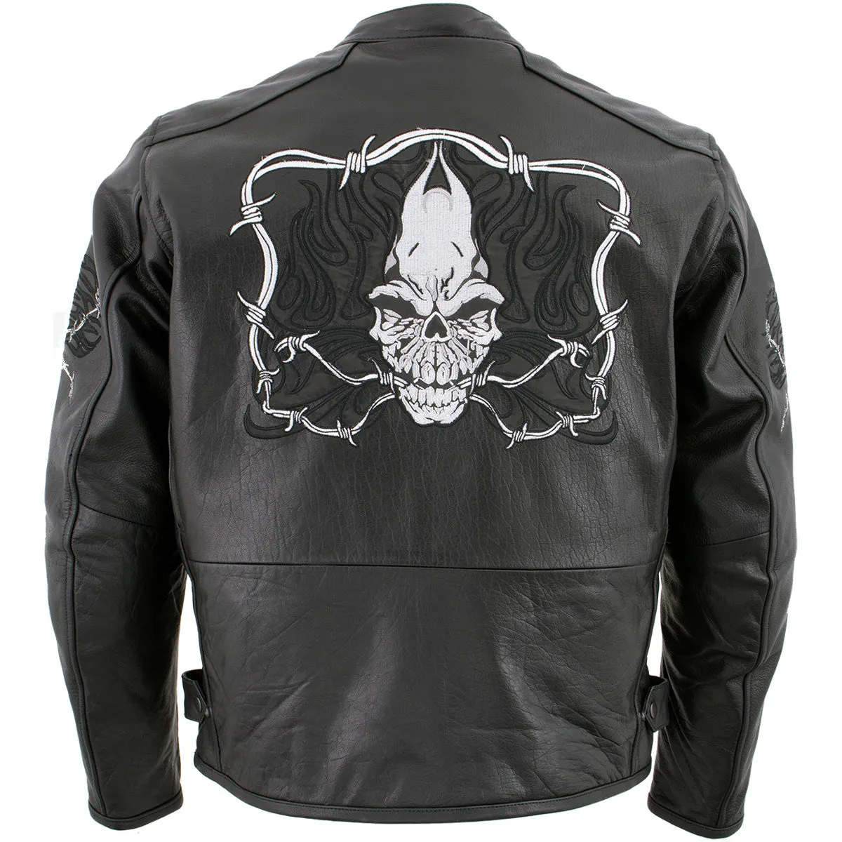 Xelement B95010 Men's 'Bones' Black Armored Cruiser Motorcycle Jacket