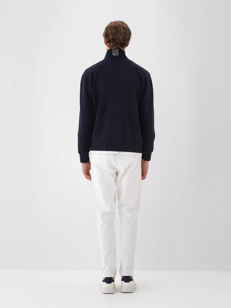 Xint Cotton Navy Jacket With Zipper To Close