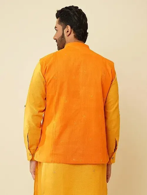 Yellow Kantha Cotton Nehru Jacket